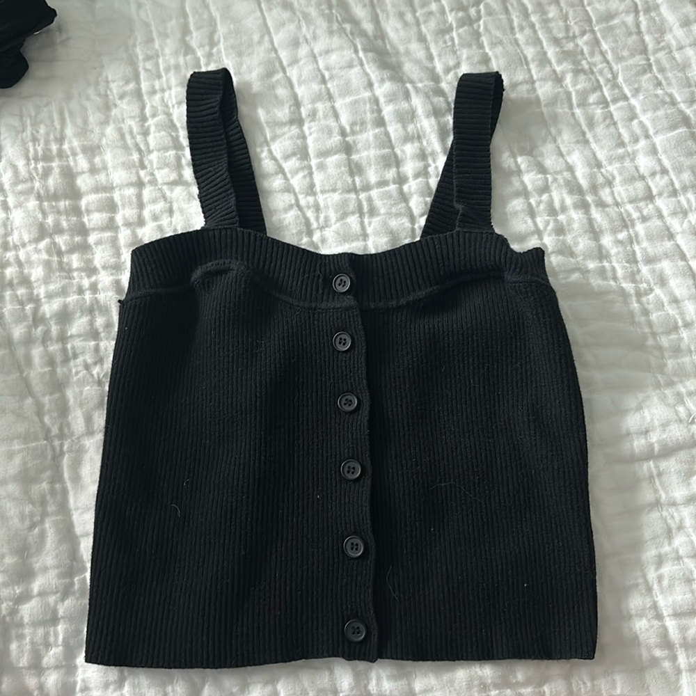 Brandy Melville Black Button Up Tank Top